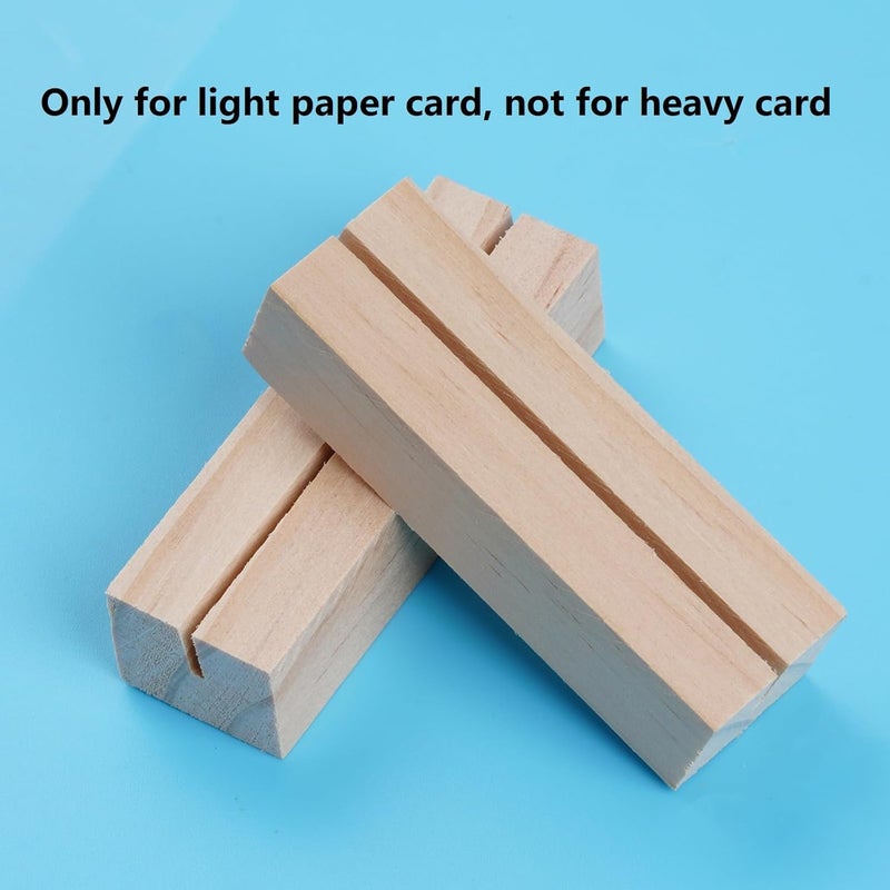 mifengda 20 Pieces Wood Place Card Holders Table Number Holders Stands Small Table Sign Holders Display Rustic Wooden Card Holder with Brown Paper Cards for Wedding Reception Party Decoration - Image 3