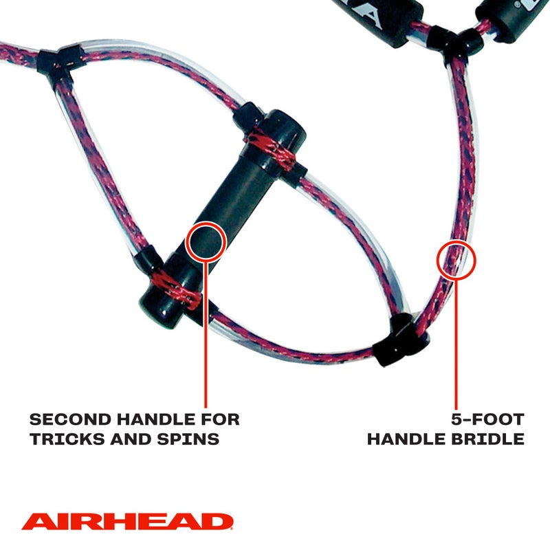 Airhead Trick Handle Wakeboard Rope, 4 Sections, 75-Feet, Red - Image 4