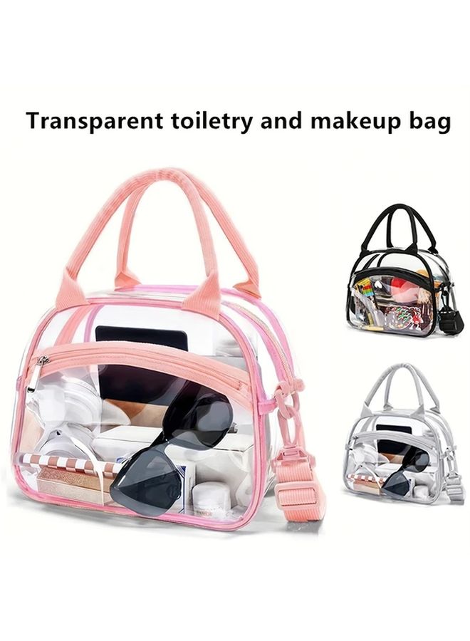 T08 Toiletry Bag Black PVC Travel Cosmetic Case Large Capacity Portable Organizer With Multiple Compartments For Men And Women - Image 1