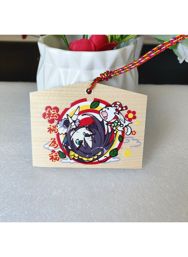 Animation Two-dimensional Thousands Of Love Flowers Wish Card Royal Guard Wish Card Solid Wood Card Listed In Japan Painted Horse Wood Card Cong Rain-Color:10 (size 12*8*0.6cm) 10 Pieces  - Image 1