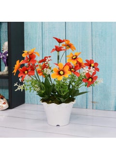 fancymart Fancy Mart Artificial Flower Daisy with Pot Multicolor  - Image 1