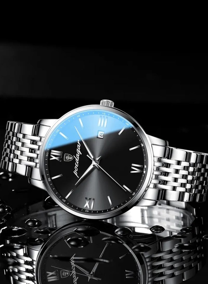 POEDAGAR Men’s Quartz Alloy Case and Stainless Steel Band Wristwatch 42mm - Image 3