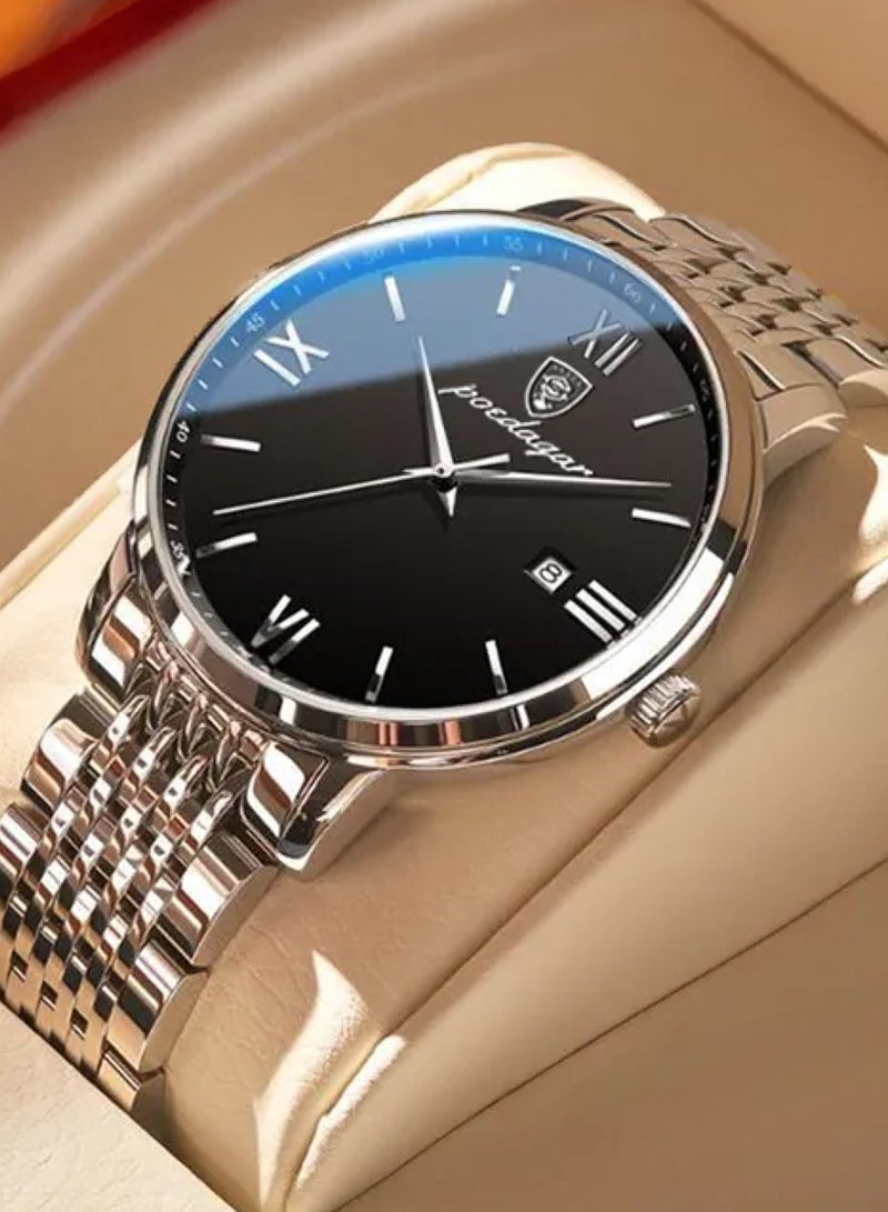 POEDAGAR Men’s Quartz Alloy Case and Stainless Steel Band Wristwatch 42mm - Image 2