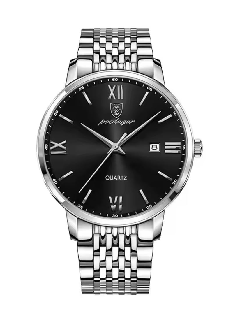 POEDAGAR Men’s Quartz Alloy Case and Stainless Steel Band Wristwatch 42mm - Image 1