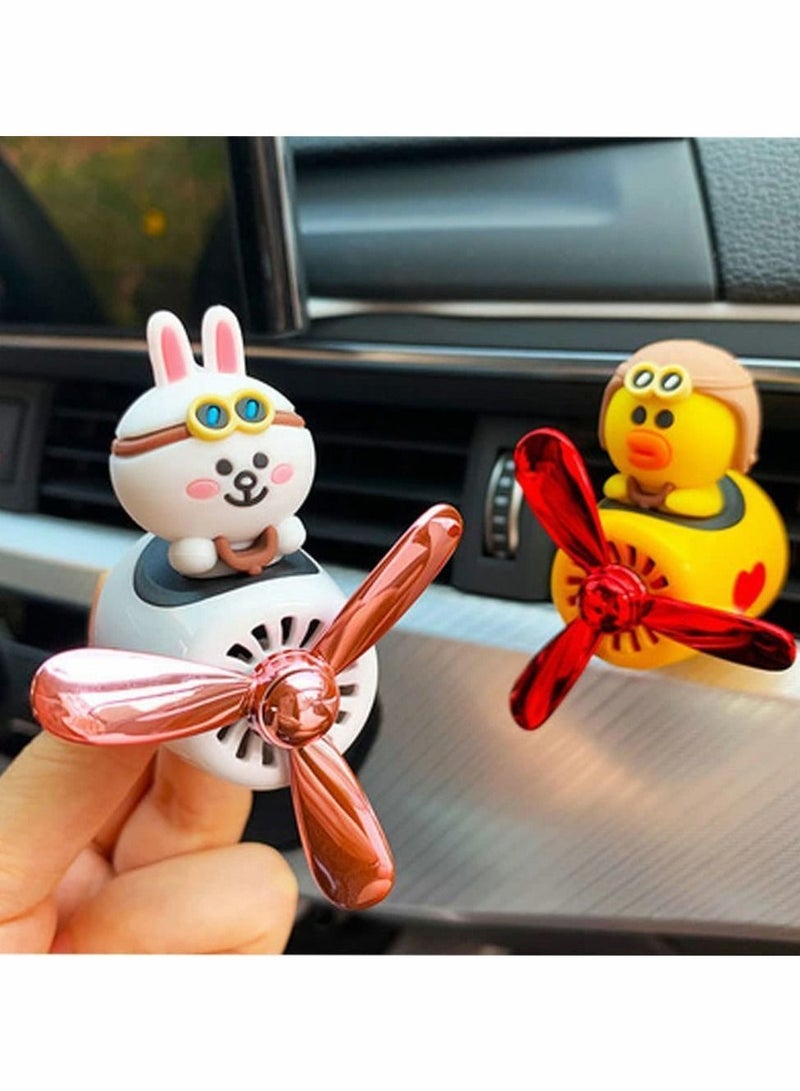 واي آند دي Car Fragrance Diffuser Pilot Air Outlet Cartoon Rotating Fan Leaf Perfume Cute Shape Freshener with 2 Fragrances (Chicken) - Image 3