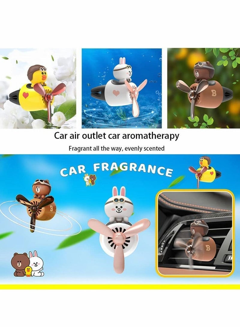 واي آند دي Car Fragrance Diffuser Pilot Air Outlet Cartoon Rotating Fan Leaf Perfume Cute Shape Freshener with 2 Fragrances (Chicken) - Image 5