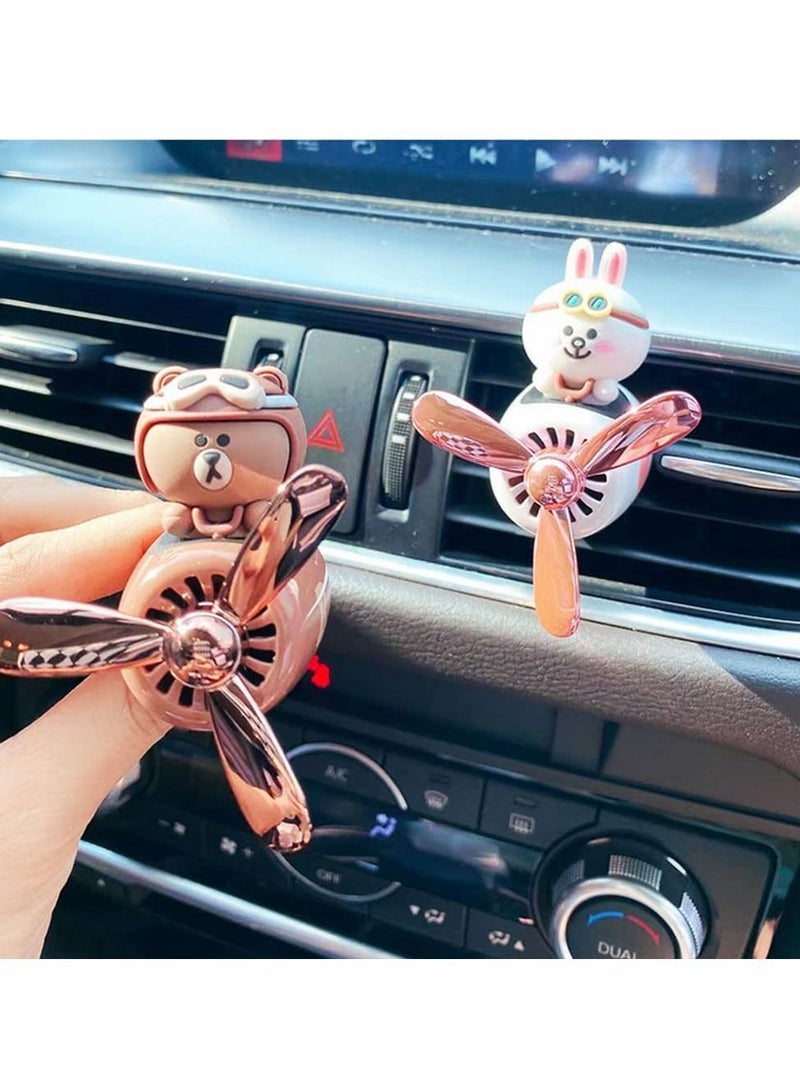 واي آند دي Car Fragrance Diffuser Pilot Air Outlet Cartoon Rotating Fan Leaf Perfume Cute Shape Freshener with 2 Fragrances (Chicken) - Image 4