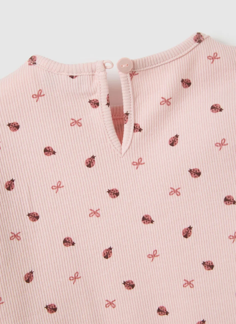 Ovs GIRLS' PINK STRETCH COTTON REGULAR FIT T-SHIRT