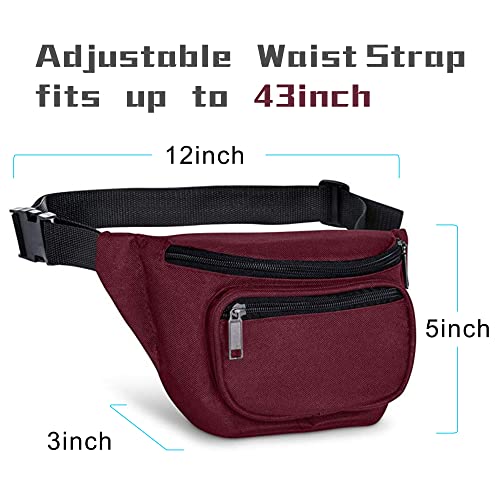 BuyAgain Fanny Pack, BuyAgain Quick Release Buckle Travel Sport Waist Fanny Pack Bag - Burgundy - Image 2