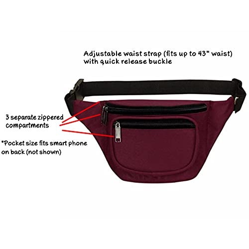 BuyAgain Fanny Pack, BuyAgain Quick Release Buckle Travel Sport Waist Fanny Pack Bag - Burgundy - Image 5