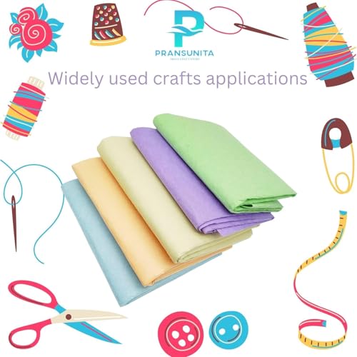 PRANSUNITA Pastel Color Felt Fabric Stiff (Hard) – 5 pcs for Kids School DIY Crafts, Patchwork, Embroidery Sewing Crafting Project- (22 x 18 Inch Each) – 5 Pastel Color - Image 2