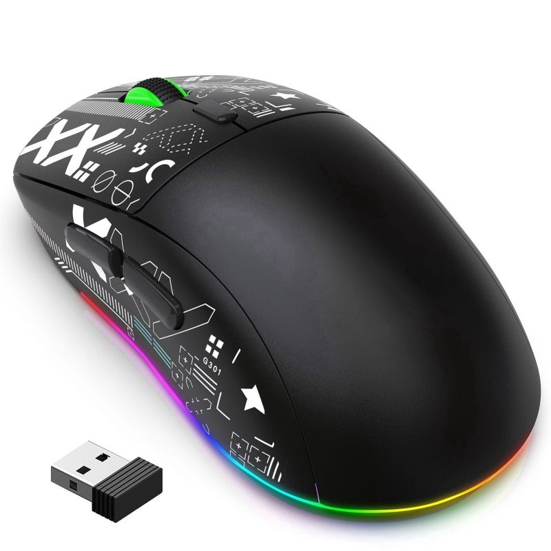 Wireless Mouse: White Type C Charging 5 Level DPI - Quick Response RGB Light Mouse for Home Office Outdoor Laptop & Computer Use - Image 5