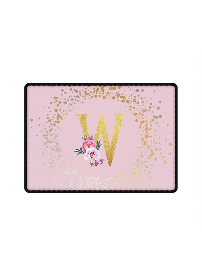 Stylizedd Designer Gaming Mouse Pad  Anti-Skid Mousepad Large Keyboard Mouse Pad Desk Mat Custom Monogram Initial Letter Floral Pattern Alphabet - W  (Pink) - Image 1