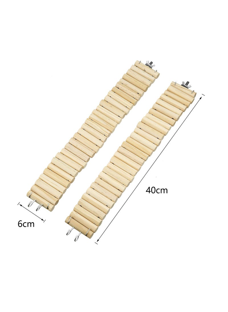 Excefore 2 Pieces Wooden Pet Ladder Bridge, Bendable Wood Bridge Toy for Hamster Mouse Chipmunk and Other Small Animals, Pet's Cage Habitat - Image 2