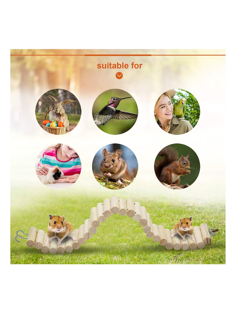 Excefore 2 Pieces Wooden Pet Ladder Bridge, Bendable Wood Bridge Toy for Hamster Mouse Chipmunk and Other Small Animals, Pet's Cage Habitat - Image 4