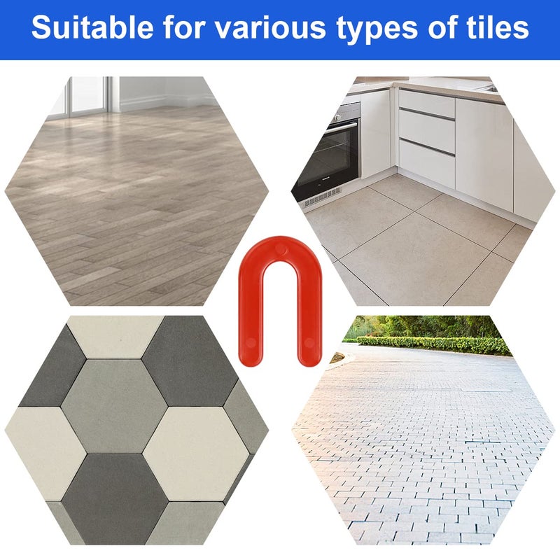 DGSL Tile Leveling System Tile Spacers 1/8 Inch, 300 pieces Horseshoe Shim U Shape Plastic Tile Leveling Clips for Various Types of Tile Leveling - Image 4