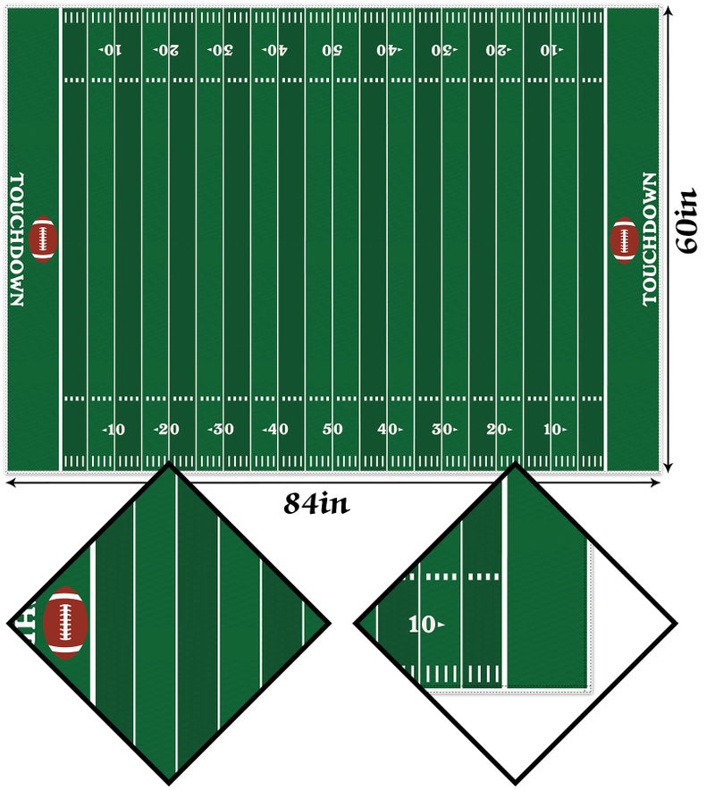 Hafangry American Football Field Tablecloth Touchdown Game Day Sport Themed Party Decoration Rectangular Kitchen Dining Room Home Table Cover 60Ã—84inches - Image 3