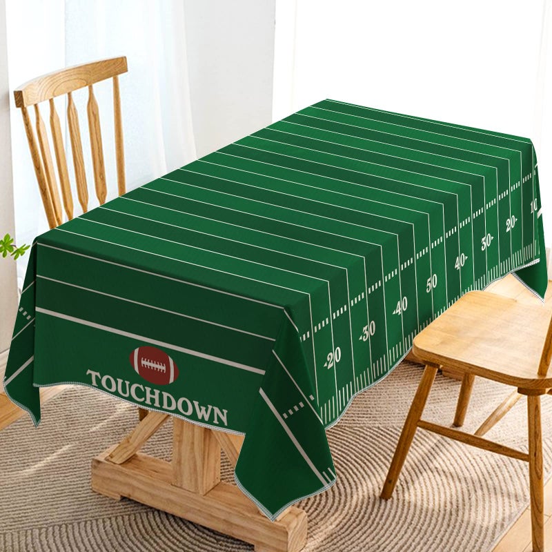 Hafangry American Football Field Tablecloth Touchdown Game Day Sport Themed Party Decoration Rectangular Kitchen Dining Room Home Table Cover 60Ã—84inches - Image 1