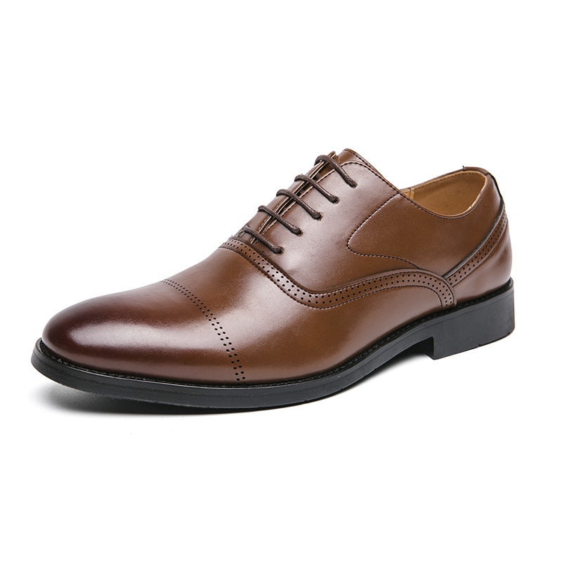 Plus Size Business Leather Shoes Men'S Fashion Dress Oxford Shoes Simple Solid Color Lace-Up Thick Sole Height Increasing Leather Shoes Trendy - Image 5