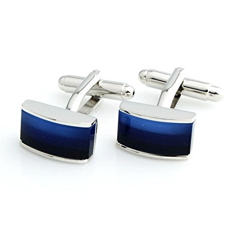 Peluche Blue and Silver Multiple Stone Studded Cufflinks for Men - Image 3