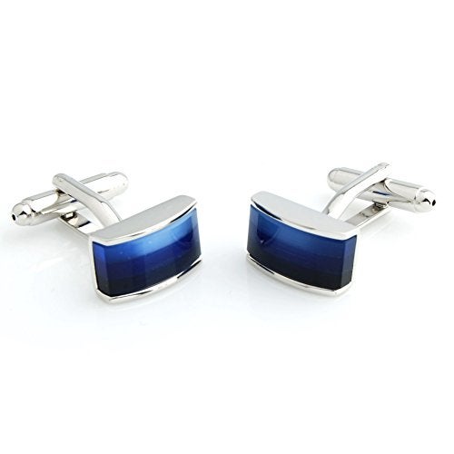 Peluche Blue and Silver Multiple Stone Studded Cufflinks for Men - Image 2