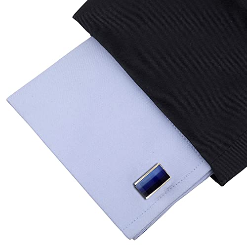 Peluche Blue and Silver Multiple Stone Studded Cufflinks for Men - Image 4