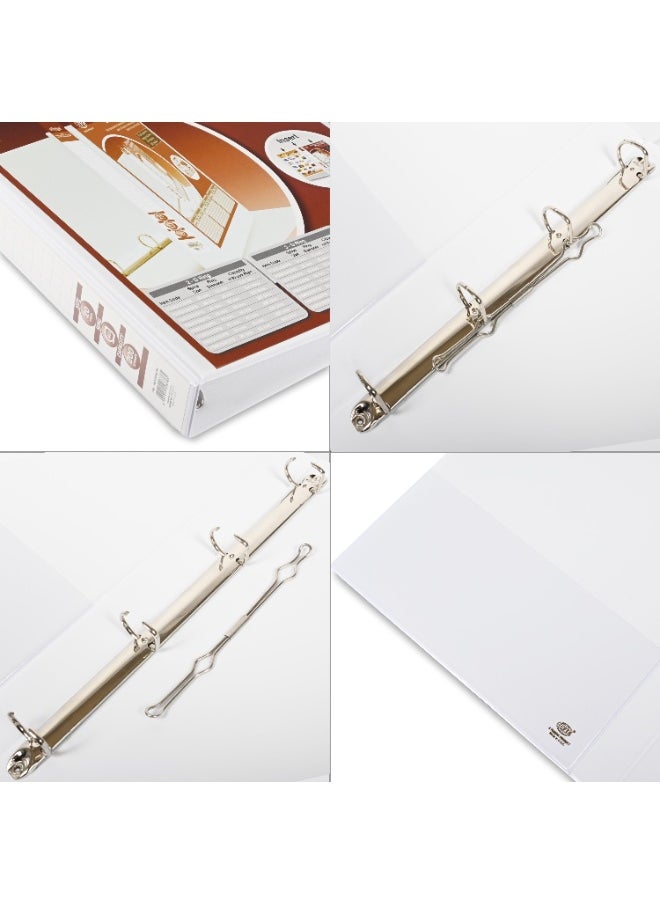 FIS Presentation Binder, A4 Size(210x297mm), 4[D]Ring Type, 20mm Ring Size, 1.50" Inches Spine with Clear PVC Pocket For Easy Insert Your Label Design, Packet of 2 Pieces, White Color-FSBD420DPB/2  - Image 2