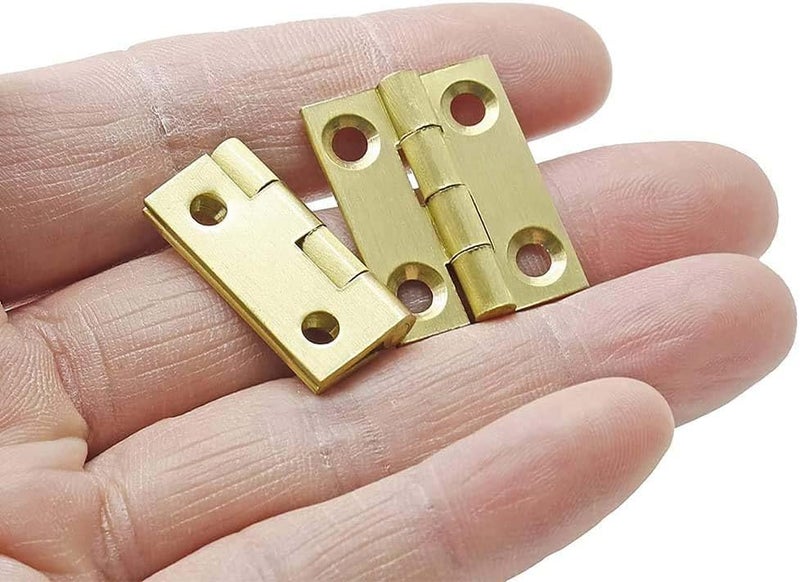 Mini Solid Brass Hinges, 10Pcs Cabinet Drawer  Hinges for Jewelry Chest Wood Box,  Hinges - Image 2