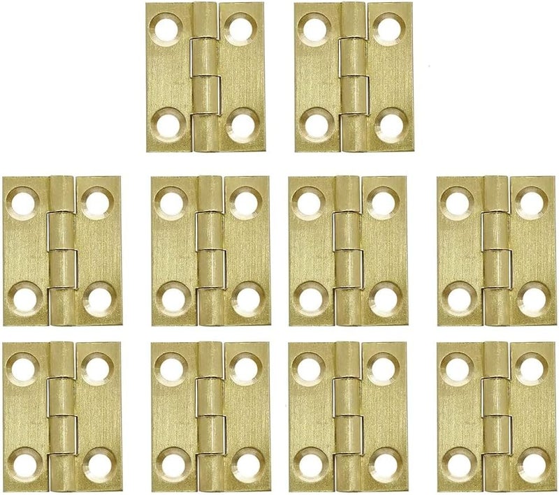 Mini Solid Brass Hinges, 10Pcs Cabinet Drawer  Hinges for Jewelry Chest Wood Box,  Hinges - Image 1