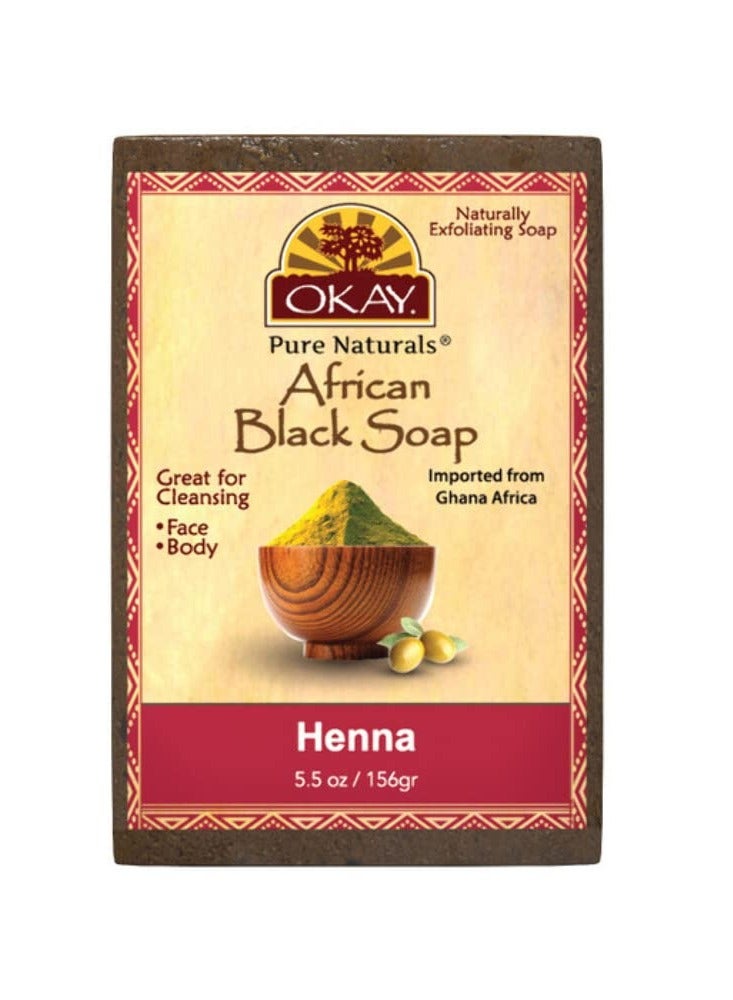 Okay Pure Naturals | African Black Soap with Henna | For All Skin Types | Cleanses and Exfoliates | Nourishes and Heals | Free of Sulfate, Silicone & Paraben | For All Skin Types | 5.5 oz - Image 1