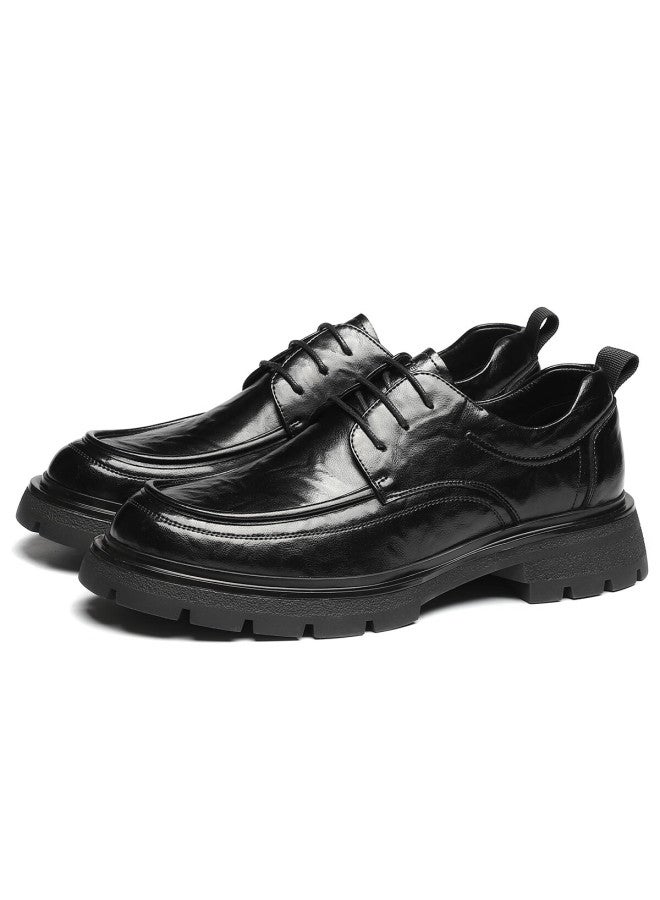 St&sat Men's Shoes, Fashionable Business Formal Leather Shoes, Versatile Casual Leather Shoes, Comfortable Business Shoes, Black, Size 41 - Image 5