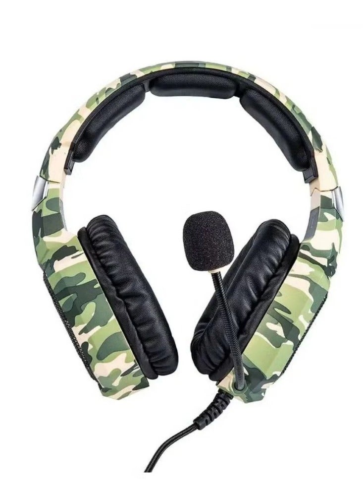 ONIKUMA K8 Stereo Gaming Headset with Mic and Controls for PC, PS4, Xbox and Mobiles (Camouflage Green) - Image 2
