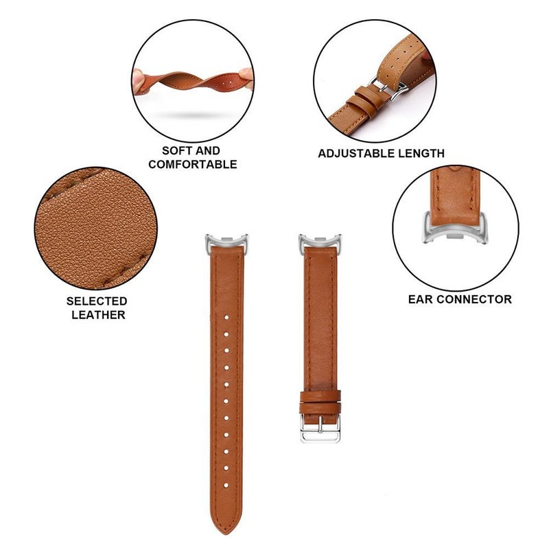 erorex For Xiaomi Smart Band 10 / 9 / 8 Slim Silver Buckle Leather Watch Band(Litchi Texture Grey) - Image 5