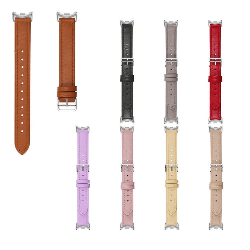 erorex For Xiaomi Smart Band 10 / 9 / 8 Slim Silver Buckle Leather Watch Band(Litchi Texture Grey) - Image 3