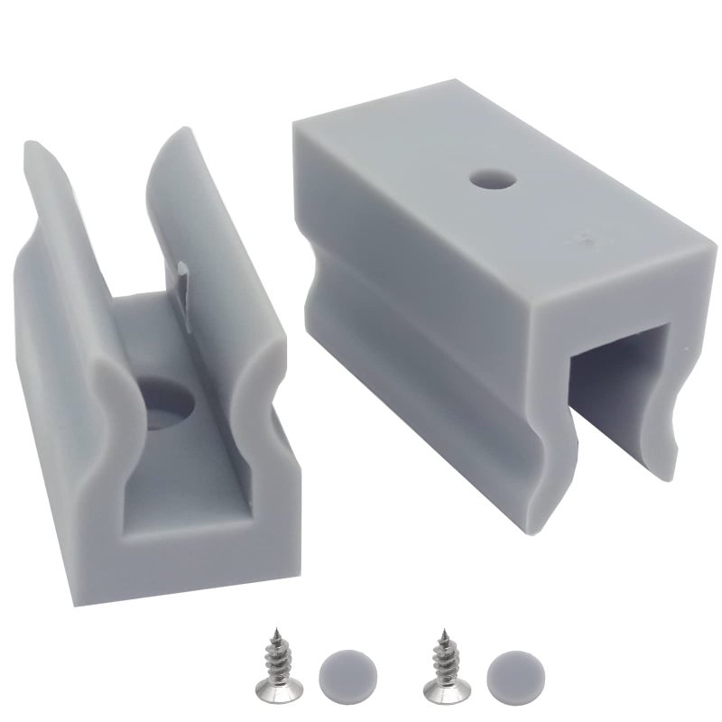 6pcs Shower Door AntiCollision BlockFurniture Bottom Guide Assemblyfor Glass Sliding Door Shower Door AntiCollision Blockwith ScrewsGrey