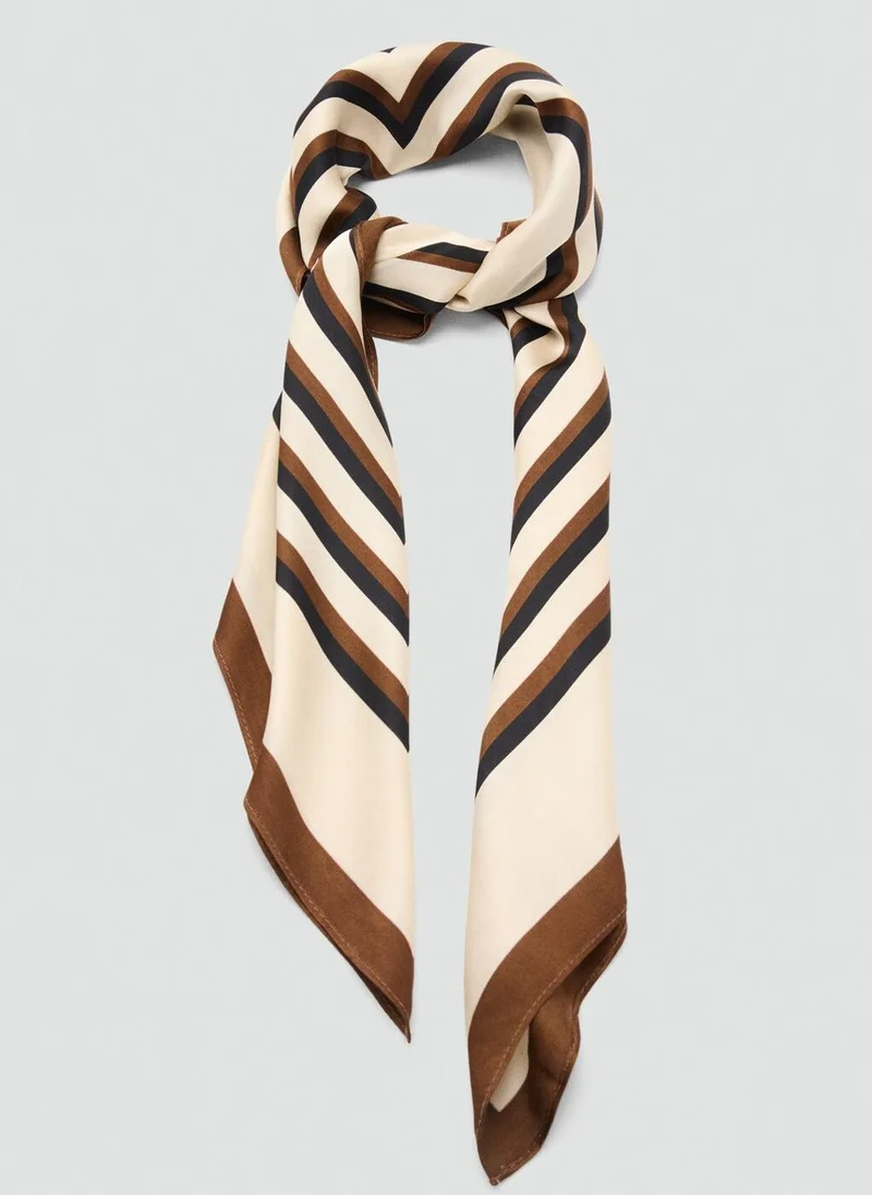 MANGO Geometric stripe-print scarf