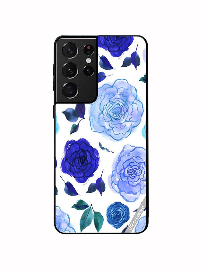 VR CREATIVE Protective Case Cover For Samsung Galaxy S21 Ultra 5G Blue Smot Flower Design Multicolour - Image 1