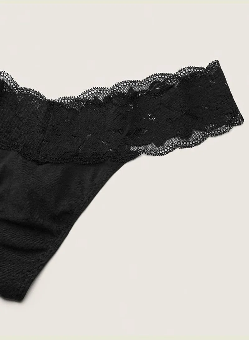 PINK Everyday Lace Trim Thong Panty