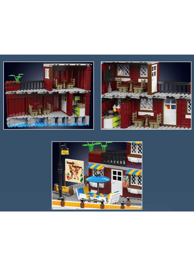 mould king Mini Beachfront Hotel Building Kit, Fishing Boat Set Miniature Dock Hut, Beach Hut building Kit, adults and children 8+ blocks (989 pieces) 10143  - Image 4