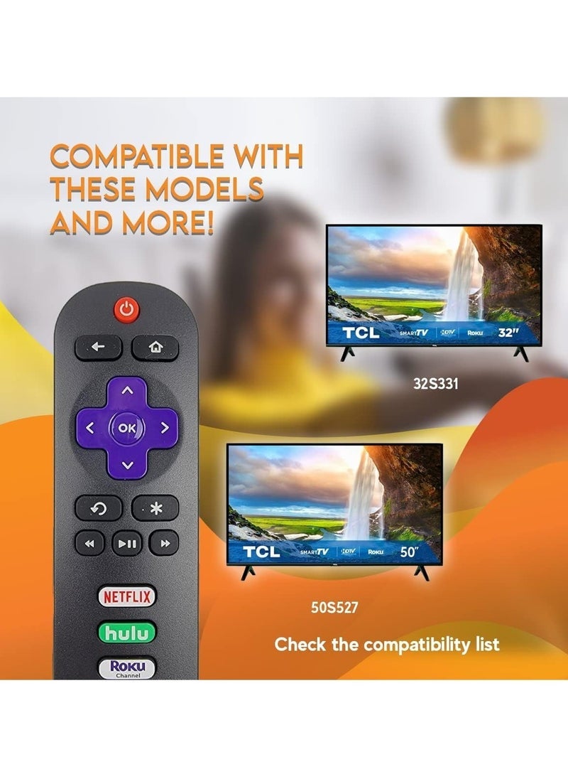 SmartGrist جهاز التحكم عن بُعد SmartGrist OEM لتلفاز TCL Roku بدون اقتران يتضمن أزرار التحكم في الصوت، نتفليكس، هولو، القناة مع البطارية - Image 3