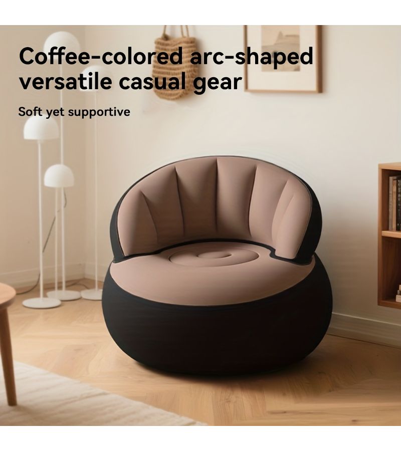 Inflatable Single Person Sofa Cyan Portable Lazy Chair Home Outdoor Gift - Image 1