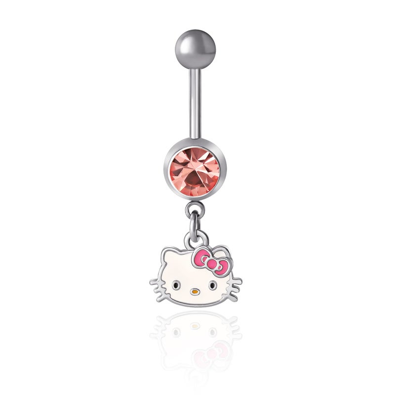 Hello Kitty Belly Button Ring 14g Stainless Steel Kawaii Belly Button Piercing Jewelry, Sanrio Official License - Image 1