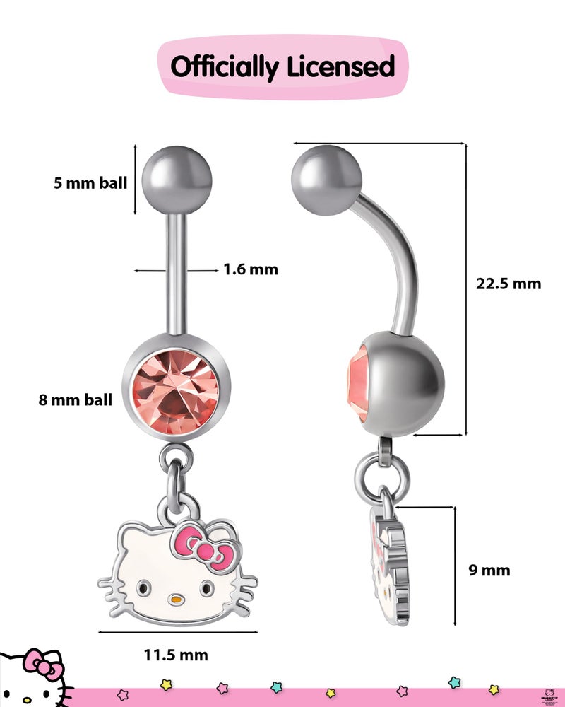 Hello Kitty Belly Button Ring 14g Stainless Steel Kawaii Belly Button Piercing Jewelry, Sanrio Official License - Image 4