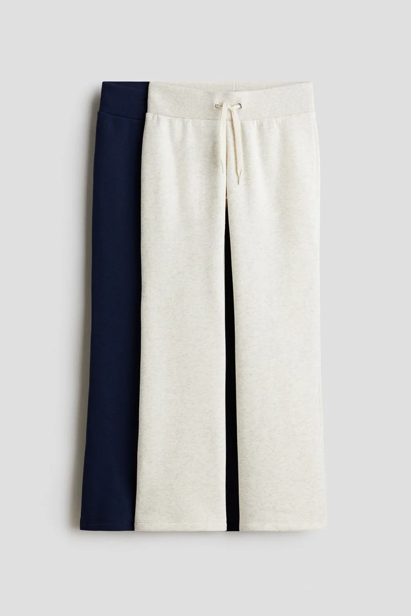 اتش اند ام بنطلون رياضي من نسيج سويت شيرت بحافة واسعة - عبوة من قطعتين