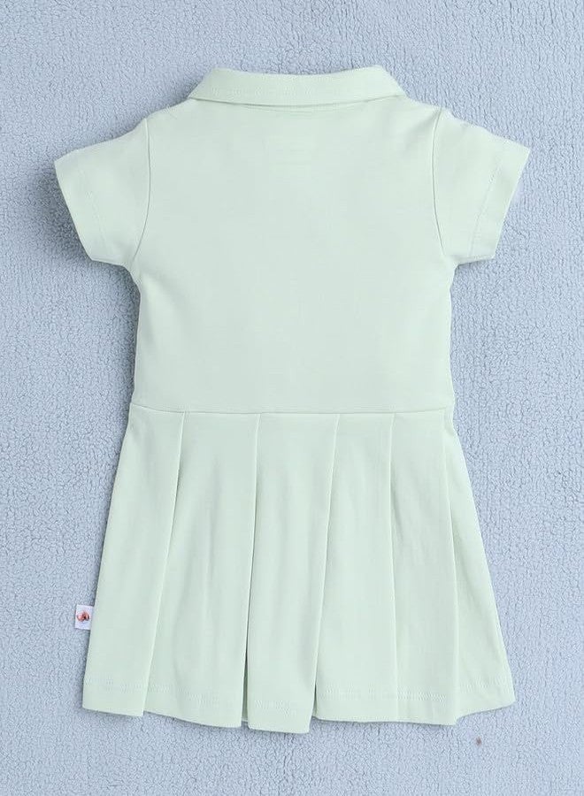 BUMZEE Baby Girls Cotton Half Sleeves Knee Length Frock with Headband Pista Green - 12-18 Months (Peb10170D-pgn) - Image 2