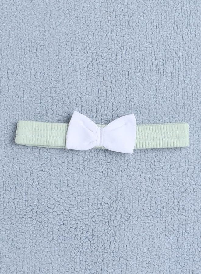 BUMZEE Baby Girls Cotton Half Sleeves Knee Length Frock with Headband Pista Green - 12-18 Months (Peb10170D-pgn) - Image 3