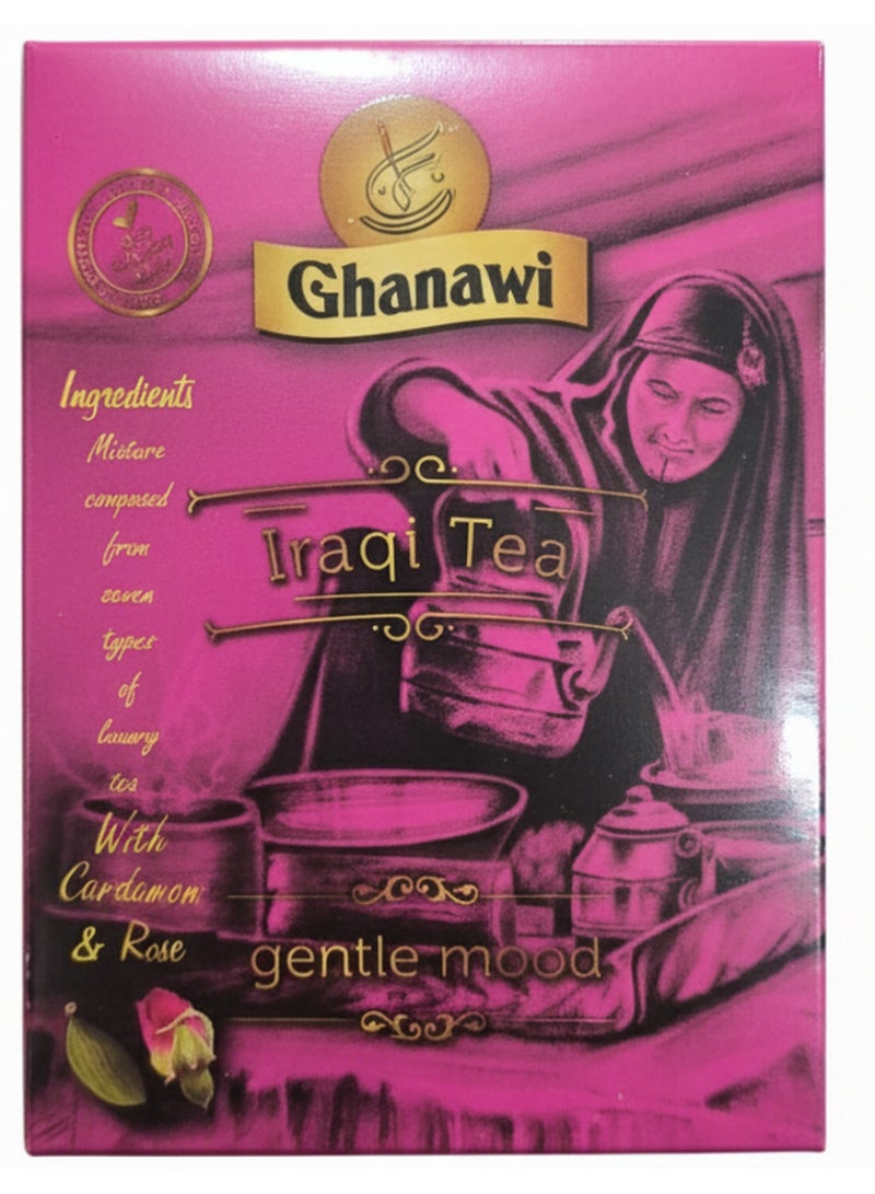 غناوي شاي أسود عراقي، مزيج شاي عربي فاخر مع بتلات الورد المجففة الطبيعية، عطري ومهدئ، استمتع به ساخنًا أو مثلجًا أو مع الحليب والهيل والورد 200 غرام