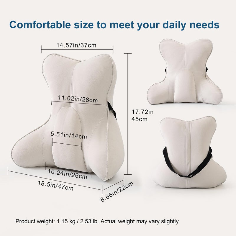 Ailuteie Lumbar Support Pillow(Pat. Pend) â€“ Multi-Functional Ergonomic Back Cushion for Sofa Chair, Car Seat & Sofa, Reading Pillow with Firm Multi-Zone Support to Relieve Lower Back Pain, Misty White - Image 2