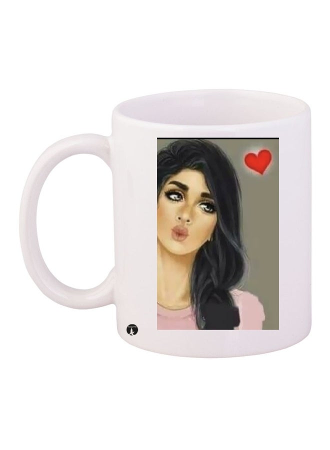 RYN Printed Ceramic Coffee Mug White/Beige/Black