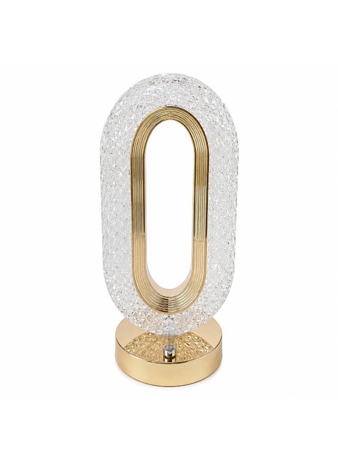 Modern Crystal LED Table Lamp with 3 Lighting Modes - Luxury Oval Design - Decorative Bedside Lamp for Bedroom, Living Room & Office - Image 1